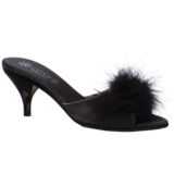 Roberta Nera Marabou: Ciabatte da Donna in raso con Tacco 7 e Piume